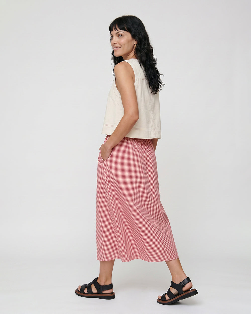 The Evelyn Gingham Midi Skirt