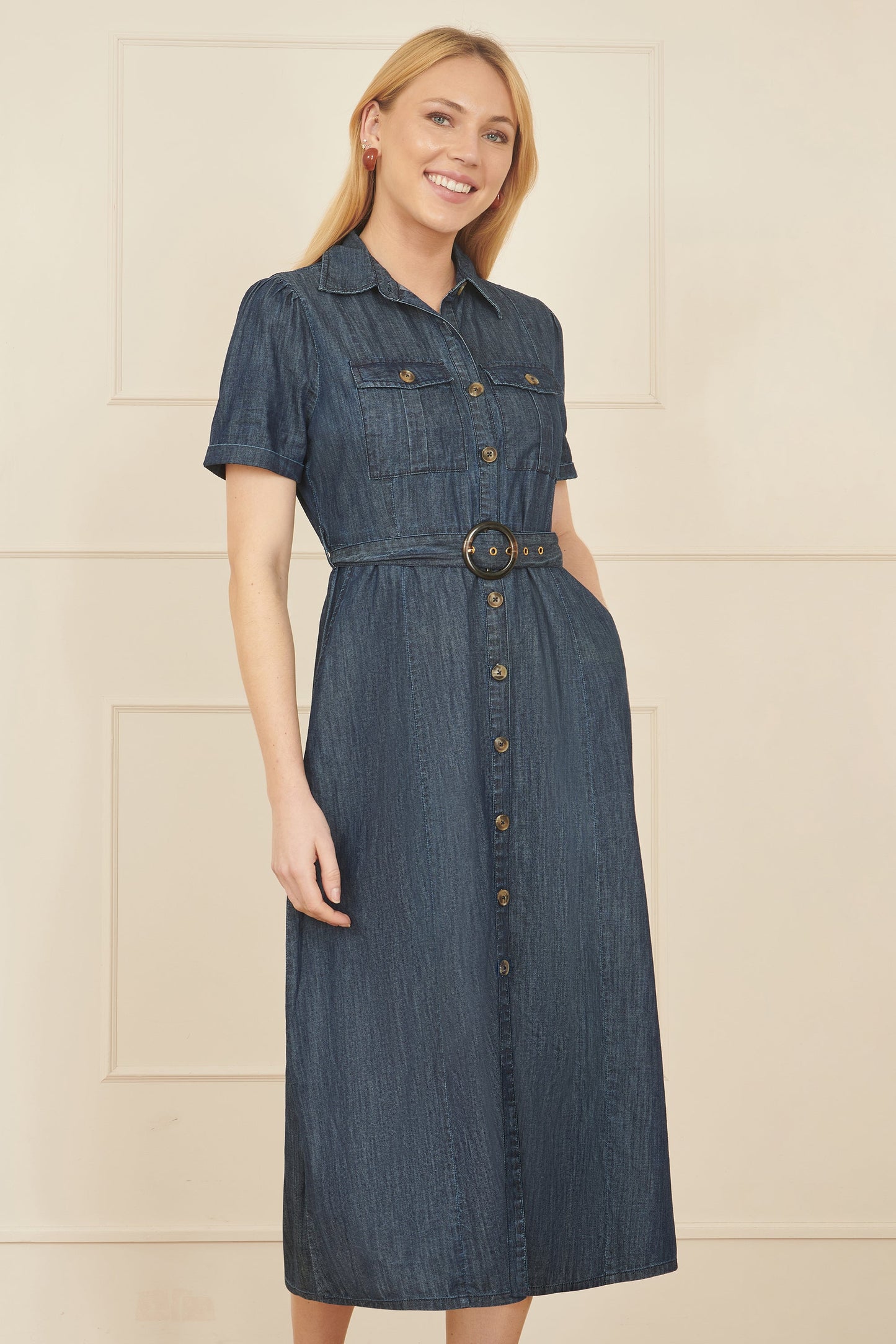 The Evelyn Chambray Midi Dress