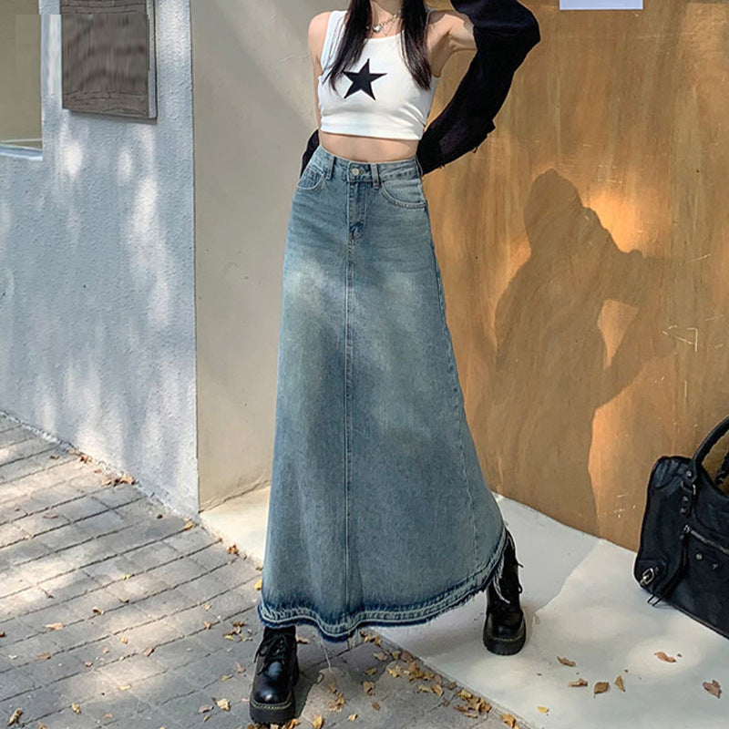 The Sienna Frayed Denim Skirt