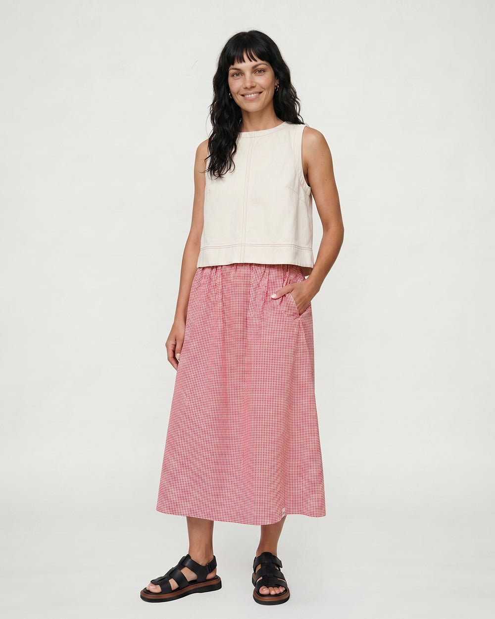 The Evelyn Gingham Midi Skirt