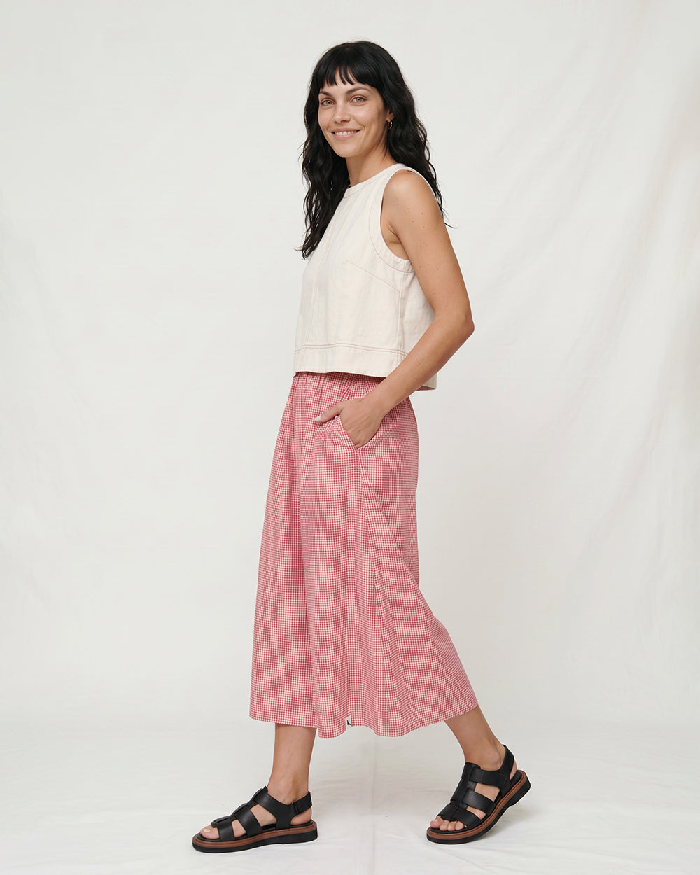 The Evelyn Gingham Midi Skirt