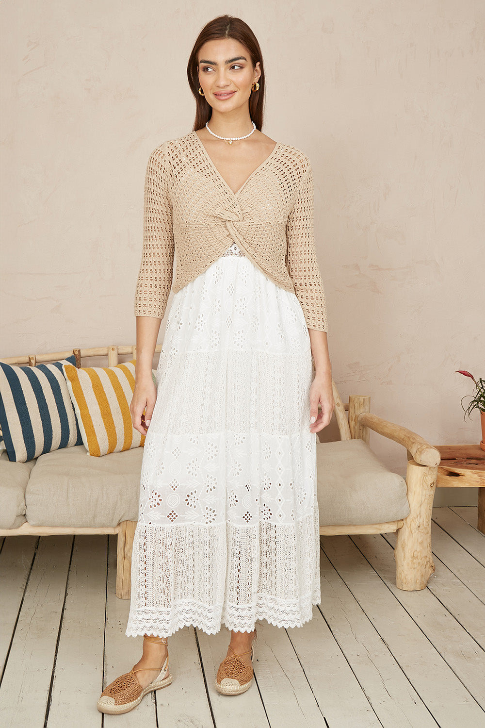 The Evelyn Crochet Knit Top