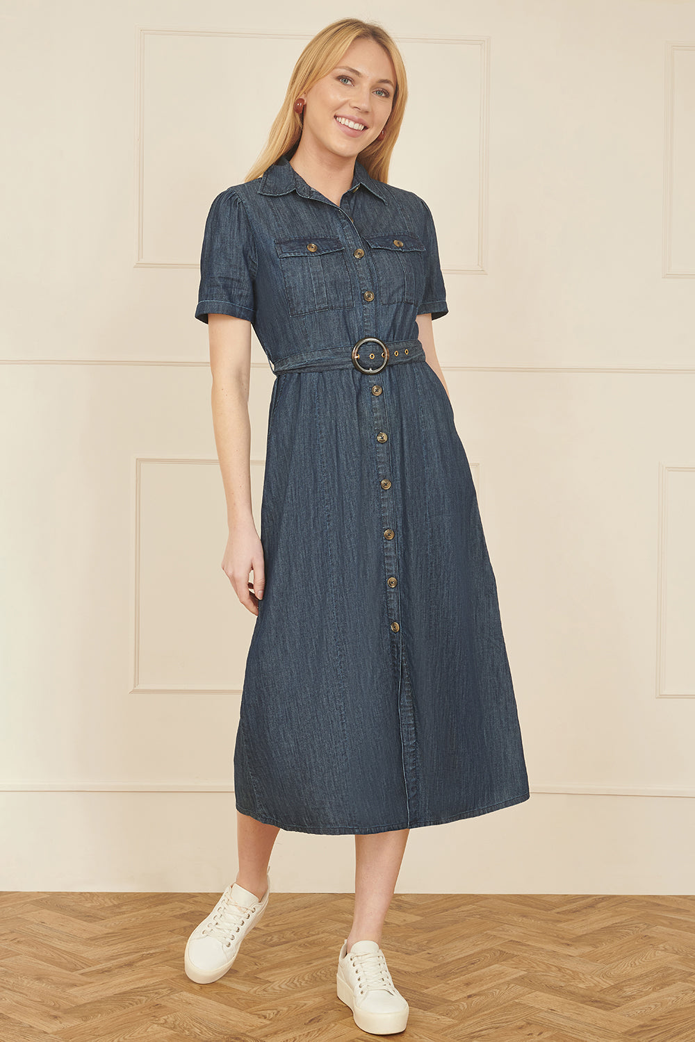 The Evelyn Chambray Midi Dress