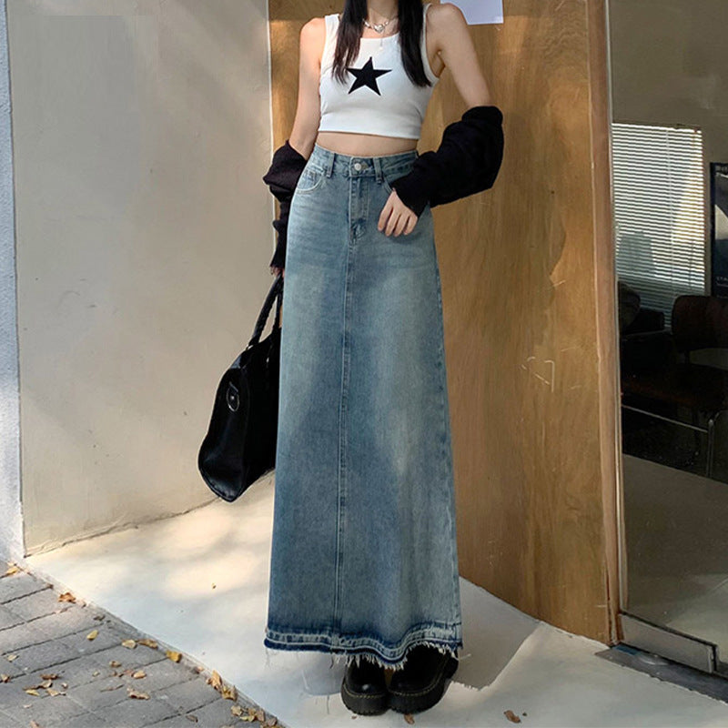 The Sienna Frayed Denim Skirt