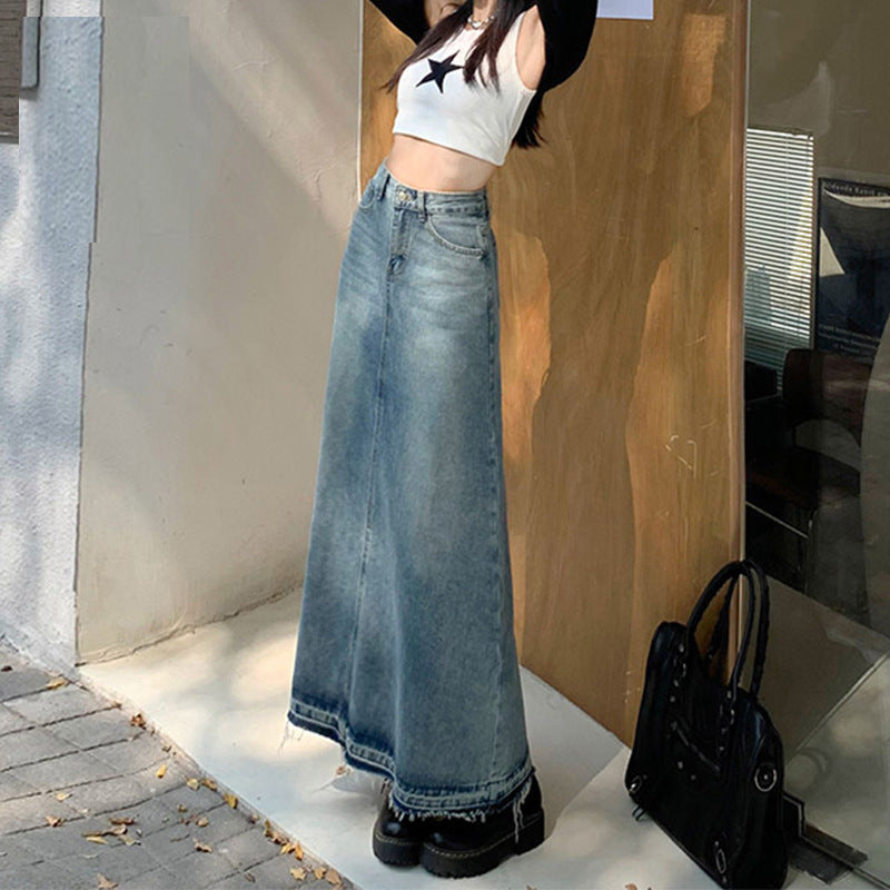 The Sienna Frayed Denim Skirt